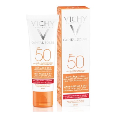 Vichy Capital Soleil Anti-Age 3 in 1 SPF50 Αντηλιακή Κρέμα Προσώπου με Αντιγηραντική Δράση, 50ml