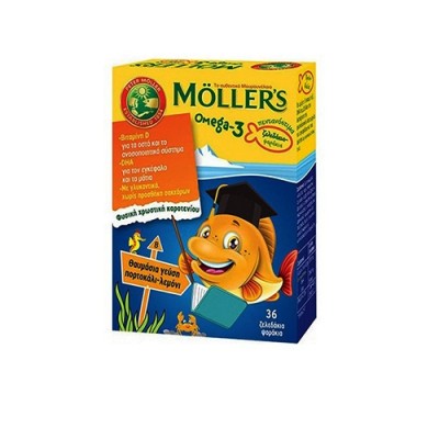 Moller's Ω3 Λιπαρά Οξέα Ειδικά Σχεδιασμένο για Παιδιά, με Γεύση Πορτοκάλι Λεμόνι 36 ζελεδάκια