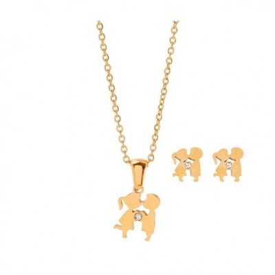 Dalee Stainless Steel Set Kissing Couple​​​​​​​ Σετ Κολιέ & Σκουλαρίκια.