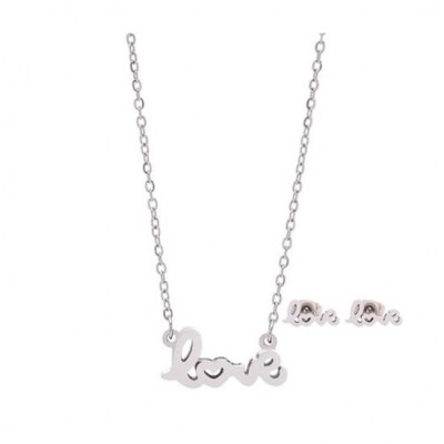 Dalee Stainless Steel Set Love Σετ Κολιέ & Σκουλαρίκια.