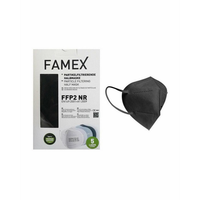 Famex Μάσκα Προστασίας FFP2 Particle Filtering Half NR σε Μαύρο χρώμα 10τμχ