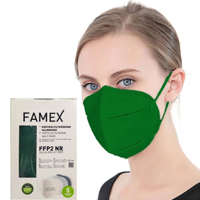 Famex Μάσκα Προστασίας FFP2 Particle Filtering Half NR Forest Green 10τμχ