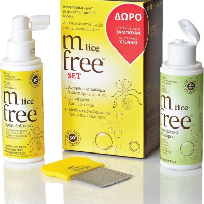 Mfree Lice Set Spray Solution 100ml + Shampoo 100ml + Χτένα