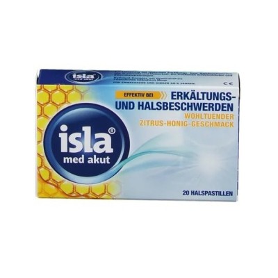 Isla Med Acute Throat Pastilles For Colds And Sore Throats (Citrus & Honey) 20τμχ