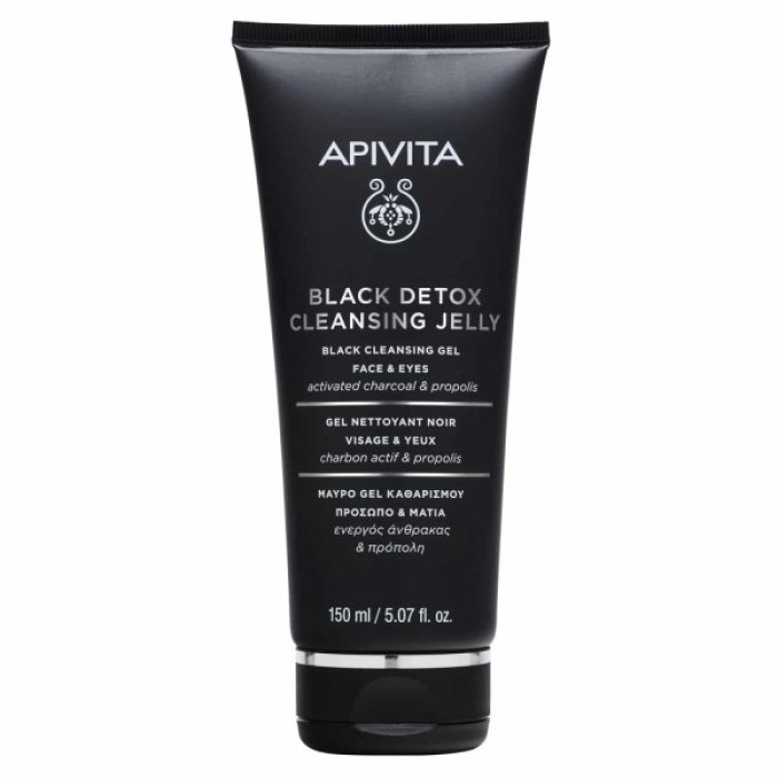 Apivita Gel Καθαρισμού Black Detox Cleansing Jelly για Πρόσωπο & Μάτια με Ενεργό Άνθρακα & Πρόπολη 150ml