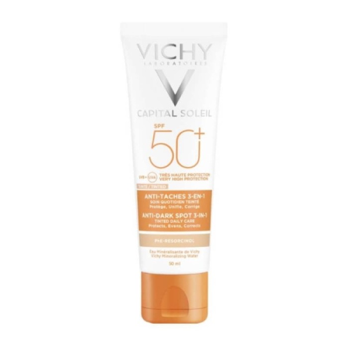 Vichy Capital Soleil Anti-Dark Spot Tinted 3-in-1 Αντηλιακή Κρέμα SPF50 Κατά των Κηλίδων, με Χρώμα 50ml