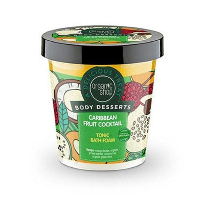 Natura Siberica Organic Shop Body Desserts Caribbean Fruit Coctail, Τονωτικό αφρόλουτρο, άρωμα τροπικών φρούτων, 450 ml