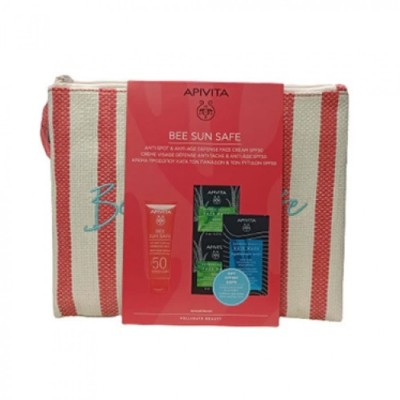 Apivita Promo Pack Bee Sun Safe Cream Anti-Spot & Anti-Age SPF50 50ml, ΔΩΡΟ Face Mask With Aloe 2x8ml & Express Beauty Hair Mask 20ml.