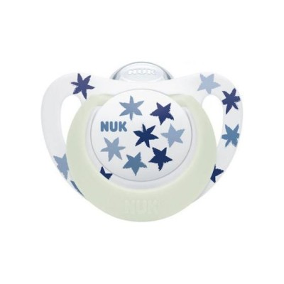 Nuk Πιπίλα Σιλικόνης Star Night με Θήκη για 6-18 μηνών, Μπλε Αστεράκια