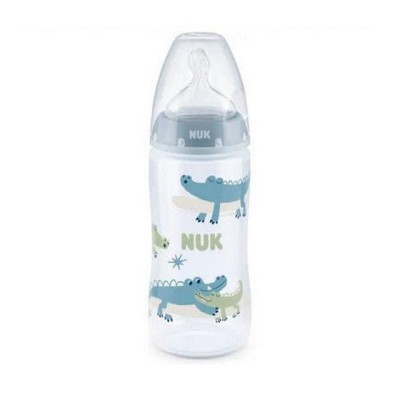 Nuk First Choice+ Μπιμπερό  Πλαστικό 360ml Με Θηλή Σιλικόνης, Γαλάζια Κροκοδειλάκια και Δείκτη Θερμοκρασίας 6-18 μηνών