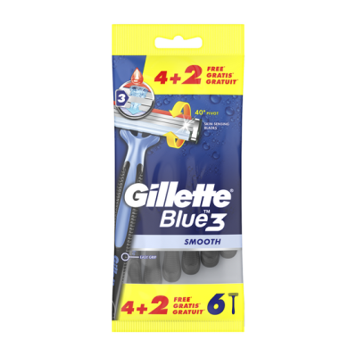 Gillette Blue 3 Smooth Ξυραφάκια μιας Χρήσης με 3 Λεπίδες και Λιπαντική Ταινία 6τμχ