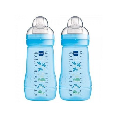 Mam Σετ Πλαστικά Μπιμπερό Easy Active Combi-Pack με Θηλή Σιλικόνης 330ml για 4+ μηνών 2τμχ Μπλε 'Ηλιος