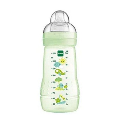 Mam Πλαστικό Μπιμπερό Easy Active με Θηλή Σιλικόνης 270ml για 2+ μηνών Πράσινο Αεροπλανάκι