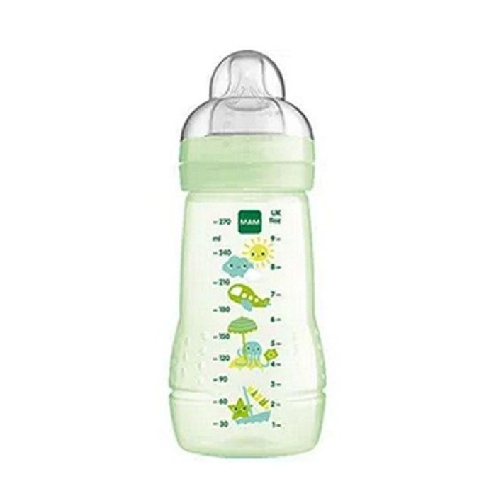 Mam Πλαστικό Μπιμπερό Easy Active με Θηλή Σιλικόνης 270ml για 2+ μηνών Πράσινο Αεροπλανάκι