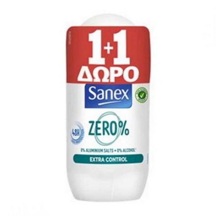 Sanex Zero 0% Extra Control Αποσμητικό Roll-On 1τεμ.+1 ΔΩΡΟ