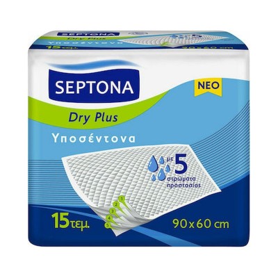 Septona Dry Plus Υποσέντονα Ακράτειας με 5 Στρώματα Προστασίας 60x90cm 15τμχ