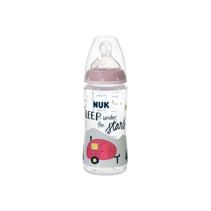 Nuk First Choice+ Μπιμπερό Πλαστικό 300ml  Ροζ Hello Adventure Limited Edition 6m+ 