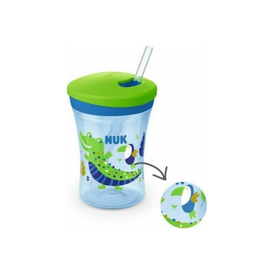 Nuk Action Cup Παιδικό Ποτηράκι από Πλαστικό 230ml Αλλάζει Χρώμα  Πράσινος Κροκόδειλος για 12m+