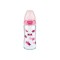 Nuk First Choice+ Μπιμπερό Γυάλινο 240ml Με Θηλή Σιλικόνης Ροζ Πουλάκια και Δείκτη Θερμοκρασίας 0-6 μηνών