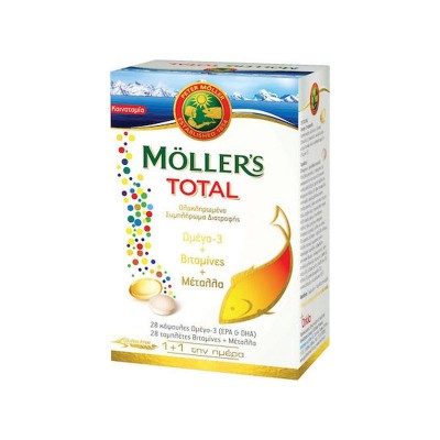 Moller's Total Ιχθυέλαιο Ωμέγα 3 28 κάψουλες Βιταμίνες & Μέταλλα 28 ταμπλέτες