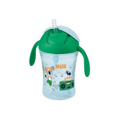 Nuk Motion Cup Παιδικό Πλαστικό Ποτηράκι 230ml με Λαβές και Καλαμάκι, Πράσινο, Χορευτής Κοάλα 8m+