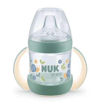 Nuk Nature Εκπαιδευτικό Μπιμπερό Σιλικόνης με Πράσινες Λαβές, Mε Στόμιο Σιλικόνης & 2 Λαβές Temperature Control Για 6+ Μηνών 150ml
