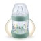 Nuk Nature Εκπαιδευτικό Μπιμπερό Σιλικόνης με Πράσινες Λαβές, Mε Στόμιο Σιλικόνης & 2 Λαβές Temperature Control Για 6+ Μηνών 150ml