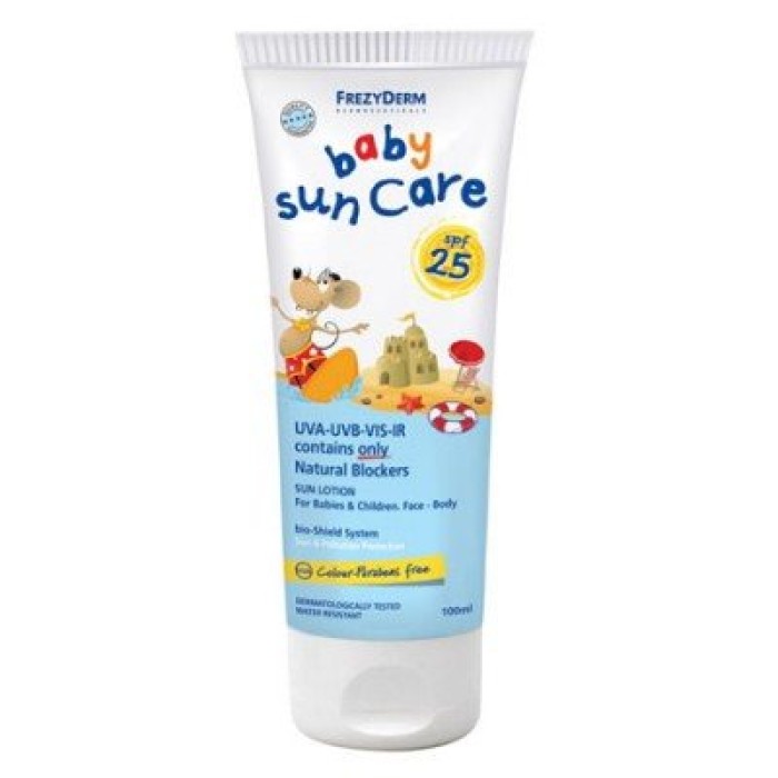 Frezyderm Αδιάβροχο Βρεφικό Αντηλιακό Γαλάκτωμα Baby Sun Care για Πρόσωπο & Σώμα SPF25 100ml Frezyderm Αδιάβροχο Βρεφικό Αντηλιακό Γαλάκτωμα Baby Sun Care για Πρόσωπο & Σώμα SPF25 100ml