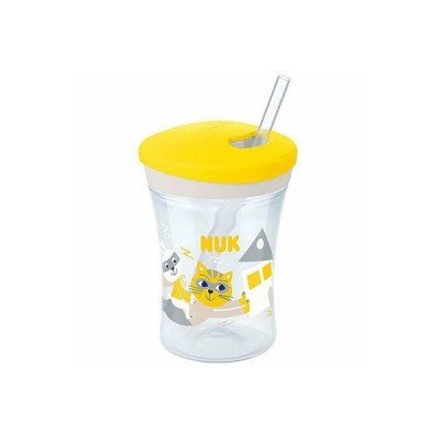 Nuk Action Cup Παιδικό Ποτηράκι από Πλαστικό 230ml Κίτρινο Γατάκι για 12m+