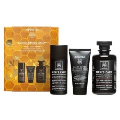 Apivita Promo Men’s Care Anti-Wrinkle Face & Eye Cream 50ml & Black Detox Cleansing Jelly 50ml & Hair & Body Wash 250ml