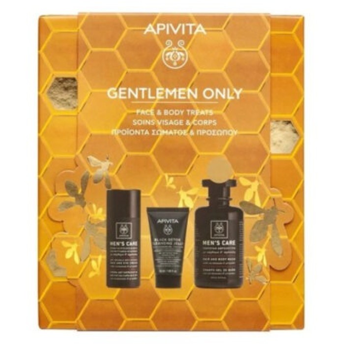 Apivita Promo Men’s Care Anti-Wrinkle Face & Eye Cream 50ml & Black Detox Cleansing Jelly 50ml & Hair & Body Wash 250ml