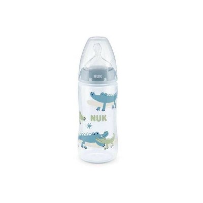 Nuk First Choice+ Μπιμπερό Πλαστικό 300ml Με Θηλή Σιλικόνης Πράσινα Κροκοδειλάκια και Δείκτη Θερμοκρασίας 6-18 μηνών