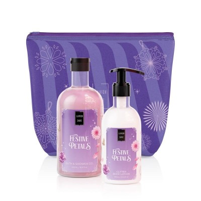 LAVISH CARE Festive Petals Christmas Set Bath & Shower Gel 500mL & Glitter Body Lotion 300mL