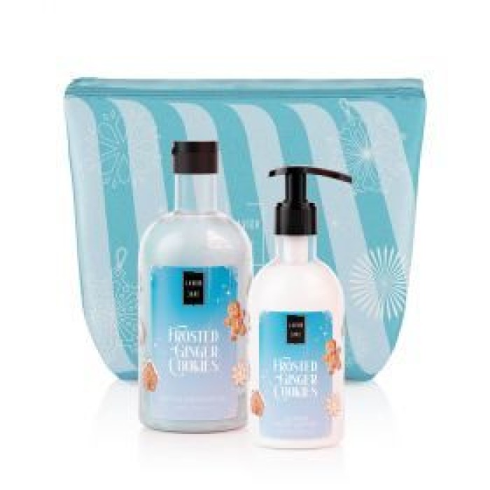 LAVISH CARE Frosted Ginger Cookies Christmas Set Bath & Shower Gel 500mL & Glitter Body Lotion 300mL