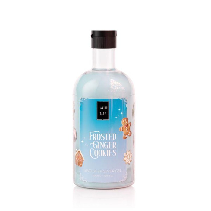 LAVISH CARE Frosted Ginger Cookies Christmas Set Bath & Shower Gel 500mL & Glitter Body Lotion 300mL