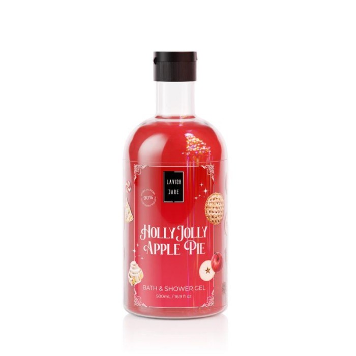 LAVISH CARE Holly Jolly Apple Pie Christmas Set Bath & Shower Gel 500mL & Glitter Body Lotion 300mL