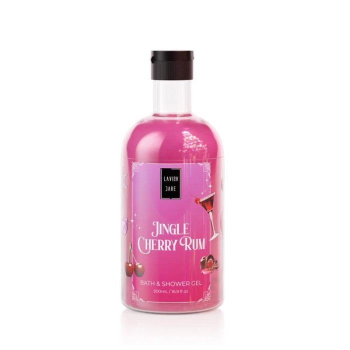 LAVISH CARE Jingle Cherry Rum Christmas Set Bath & Shower Gel 500mL & Glitter Body Lotion 300mL