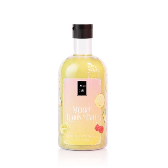 LAVISH CARE Merry Lemon Tart Christmas Set Bath & Shower Gel 500mL & Glitter Body Lotion 300mL