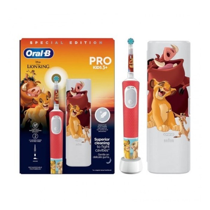 Oral-B Vitality Pro Kids Βασιλιάς Των Λιονταριών Ηλεκτρική Οδοντόβουρτσα 3 Ετών+ & Travel Case