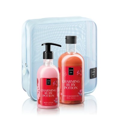 Lavish Care Ruby Potion Body Care Bag Gift Set, Shower gel 500ml & Body lotion 300ml