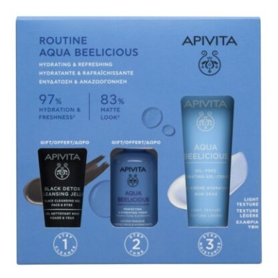 Apivita Promo Aqua Beelicious Oil Free Gel 40ml & Aqua Hydrating Toner 50ml & Black Detox Cleansing Jelly Face & Eyes Gel 15ml
