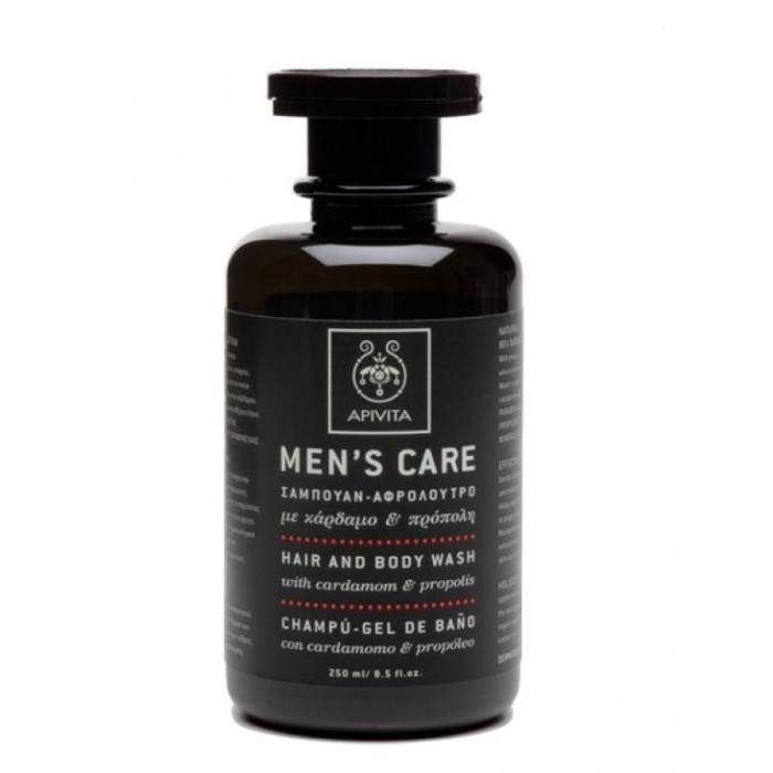 Apivita Men's Care, Σαμπουάν-Αφρόλουτρο με Κάρδαμο & Πρόπολη 250ml