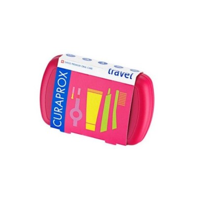 Curaprox TRAVEL SIZE Be You Ροζ, Οδοντόβουρτσα Ταξιδιού 1τμχ, Οδοντόκρεμα Λεύκανσης Grapefruit + Pergamot10ml, Λαβή 1τμχ & Μεσοδόντια Βουρτσάκια 2τμχ