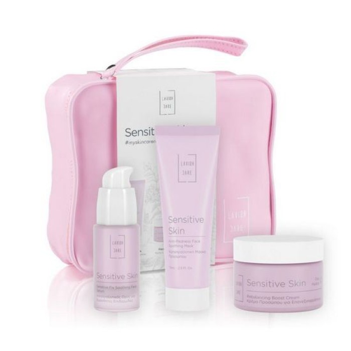 Lavish Care Sensitive Skin  Essentials Pouch Triplet με Rebalancing Face Cream 50ml, Fix Soothing Face Serum 30ml & Anti-Redness Face Soothing Mask 75ml