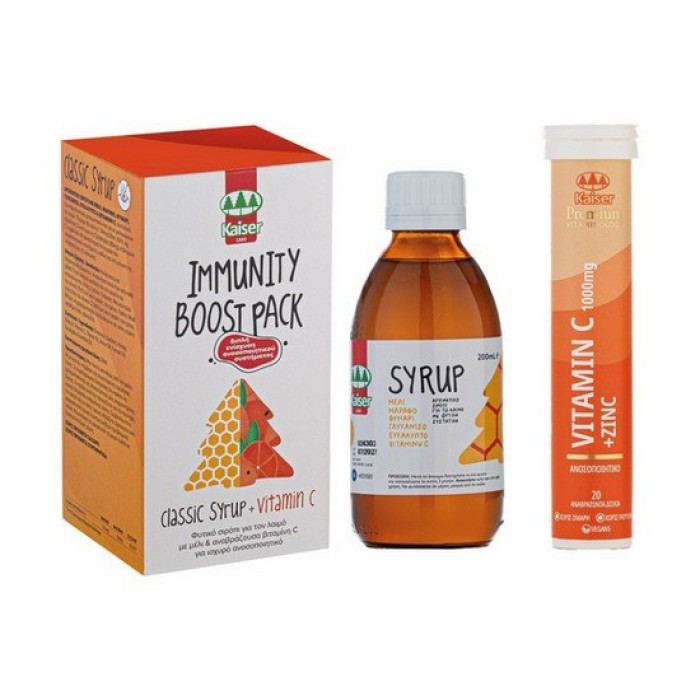 Kaiser Immunity Boost Pack - Classic Syrup  για ερεθεσμένο λαιμό 200ml & Vitamin C + Zinc 20 Αναβράζοντα Δισκία  (12ετών +) Kaiser Immunity Boost Pack - Classic Syrup  για ερεθεσμένο λαιμό 200ml & Vitamin C + Zinc 20 Αναβράζοντα Δισκία  (12ετών +)
