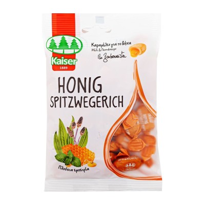 Kaiser  Honig Spitzwegerich, Καραμέλες με Μέλι & Πεντάνευρο 90gr Kaiser  Honig Spitzwegerich, Καραμέλες με Μέλι & Πεντάνευρο 90gr