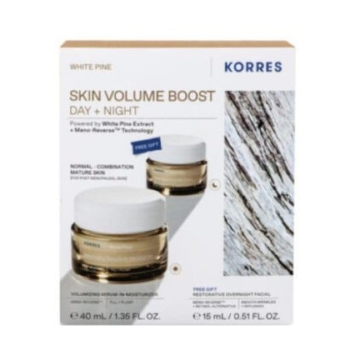 Korres Promo White Pine Skin Volume Boost Day Volumizing Serum-In-Moisturizer 40 ml +  Overnight Facial 15 ml Korres Promo White Pine Skin Volume Boost Day Volumizing Serum-In-Moisturizer 40 ml +  Overnight Facial 15 ml
