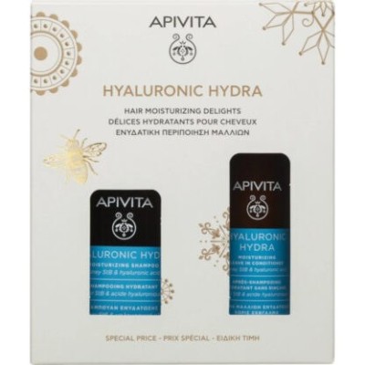 Apivita Promo Hyluronic Hydra Hair Moisturizing , Σαμπουάν Ενυδάτωσης 250ml & Κρέμα Μαλλιών Ενυδάτωσης Χωρίς Ξέβγαλμα 100ml