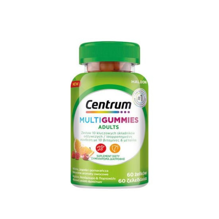 Centrum MultiGummies Adult Πολυβιταμίνη για Ενέργεια & Ενίσχυση του Ανοσοποιητικού 60 ζελεδάκια