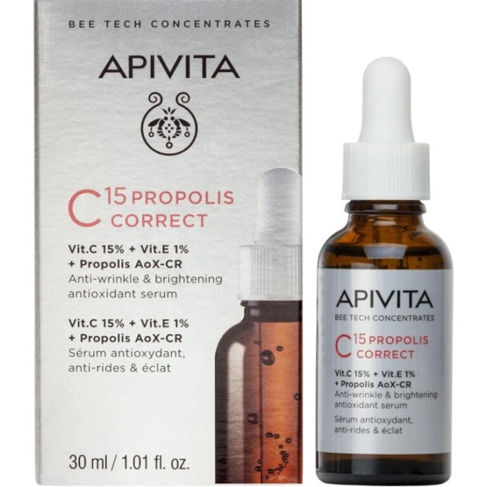Apivita Bee Tech Concentrates C15 Propolis Correct Αντιρυτιδικός και Αντιοξειδωτικός Ορός Λάμψης με Πρόπολη και Βιταμίνη E & C 30ml